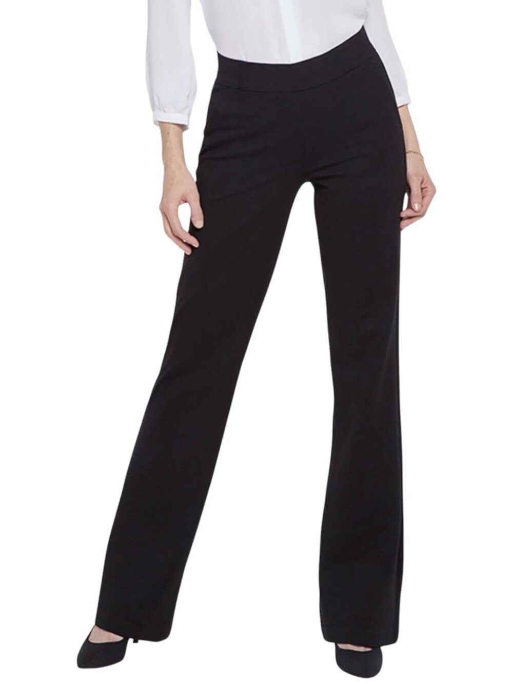 New Insight Black Ponte Pull On Stretch Pants 10 High Rise Flare Career Work